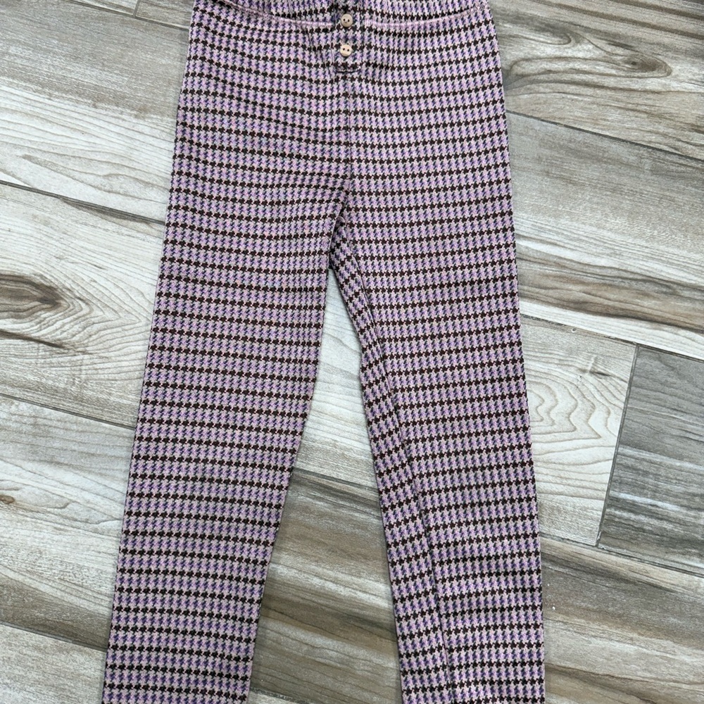 Zara Kids Houndstooth Leggings - Purple and Black